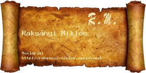 Raksányi Miklós névjegykártya